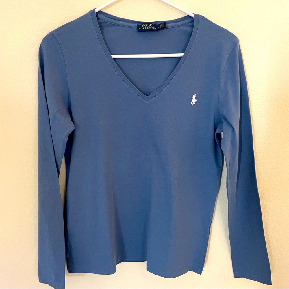 Polo Ralph Lauren v-neck long sleeve top blue